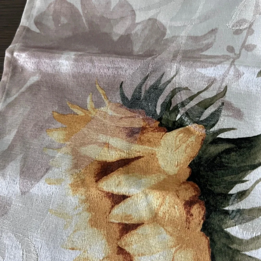Harvest Season Golden Flowers Napkins Set 5 Cotton Blend Table‎ Linens Vintage